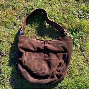 Tylie Malibu Rocker Brown Suede Rhinestone Shoulder Bag